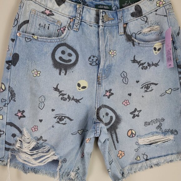 Wild Fabel High-Rise Doodle Bermuda Shorts Size 6 - Picture 6 of 9
